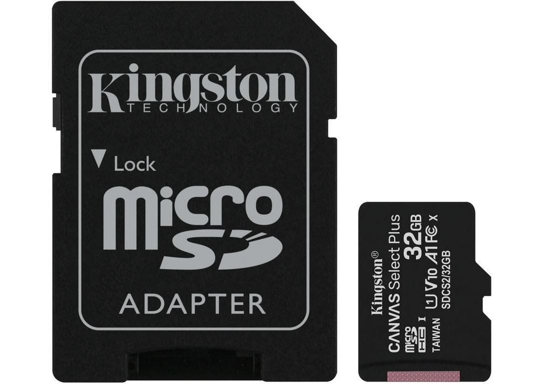 Карта памяти MicroSDHC Kingston Canvas Select Plus 32 Гб (SDCS2/32GB) UHS-I Class10 переходник SD