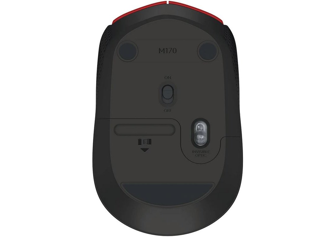 Мышь Logitech M170 беспроводная оптическая USB красно-черный [910-004648]