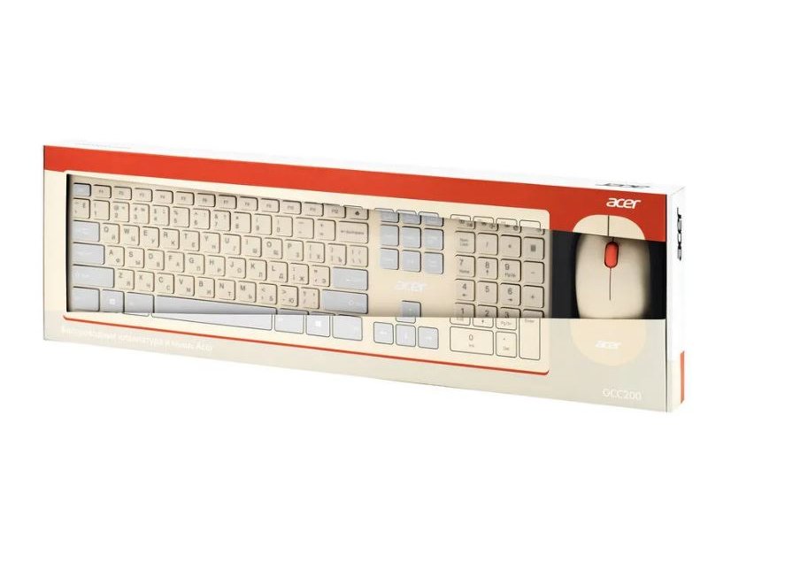 Комплект (клавиатура+мышь) Acer OCC200 беспроводная USB бежевый