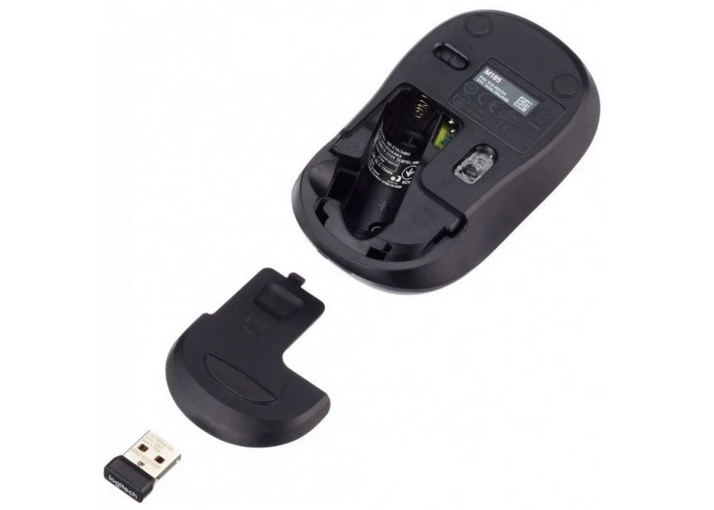 Мышь Logitech M186 беспроводная оптическая USB черно-красный [910-004133]