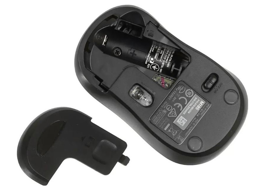 Мышь Logitech M185 беспроводная оптическая USB серо-черный [910-002252]