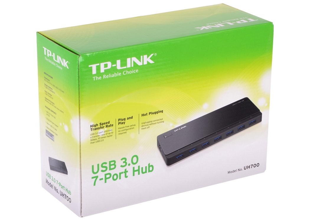 USB-концентратор TP-Link UH700 (7 портов USB3.0/БП) черный