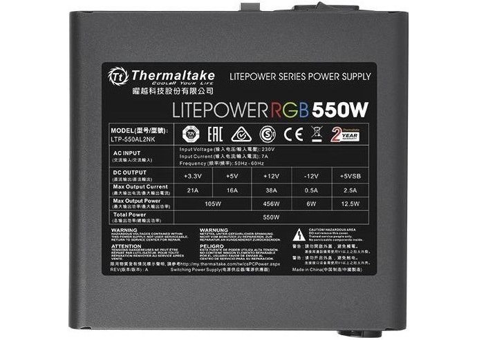 Блок питания Thermaltake 550Вт Litepower RGB 550 PS-LTP-0550NHSANE-1 ATX