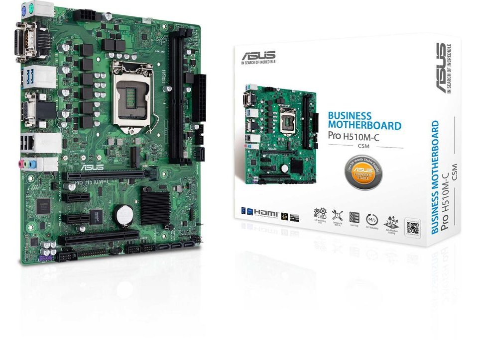 Материнская плата Asus PRO H510M-C/CSM H510/ 2xDDR4/ M.2/ SATAIII/ PCI-E/ PCI/ D-Sub/ DVI/ HDMI/ DP/ 1Гбит LAN/ USB3.2/ COM Socket 1200 mATX
