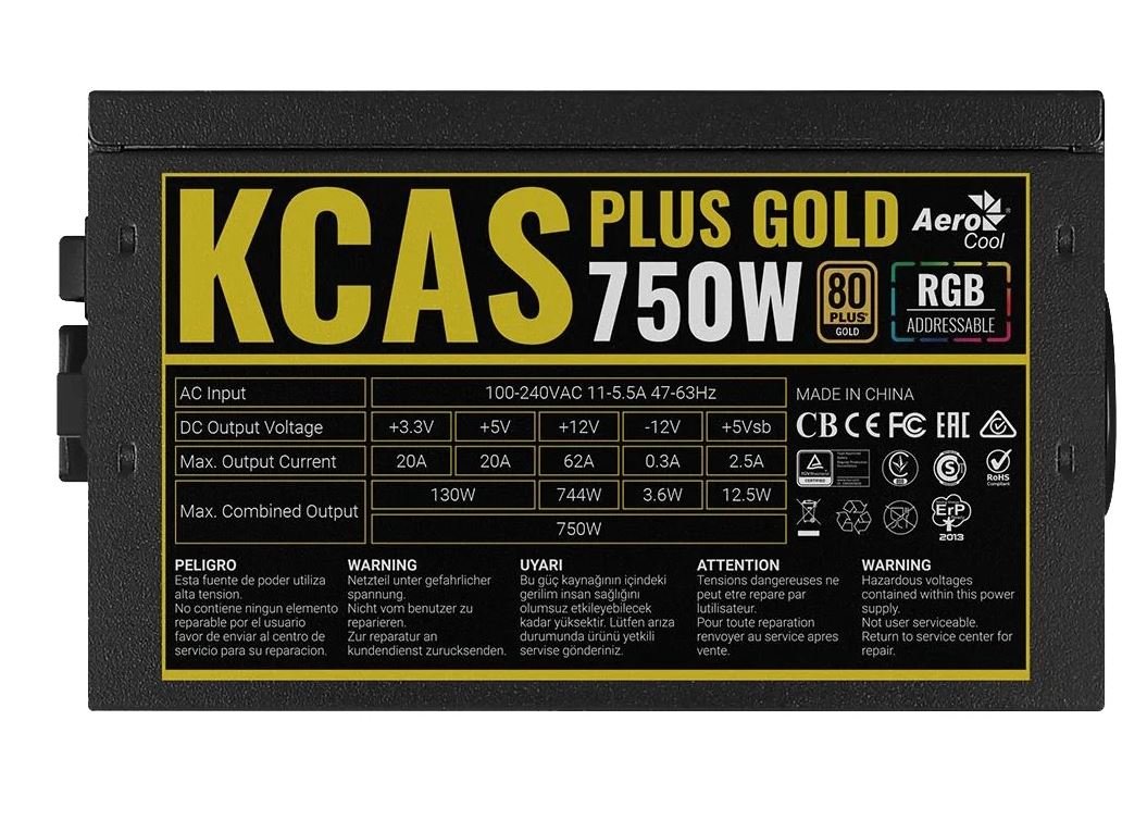 Блок питания AeroCool 750Вт KCAS PLUS GOLD 750W ARGB черный