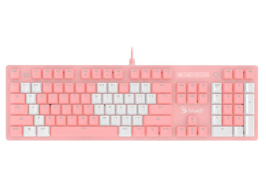 Клавиатура A4Tech Bloody B800 Dual Color механическая с подсветкой USB розово- белый