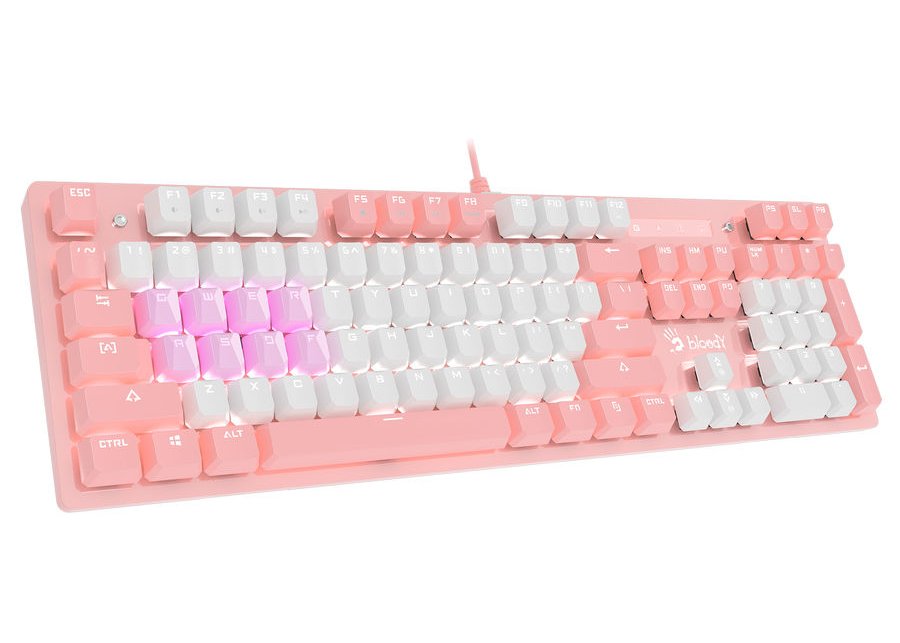 Клавиатура A4Tech Bloody B800 Dual Color механическая с подсветкой USB розово- белый