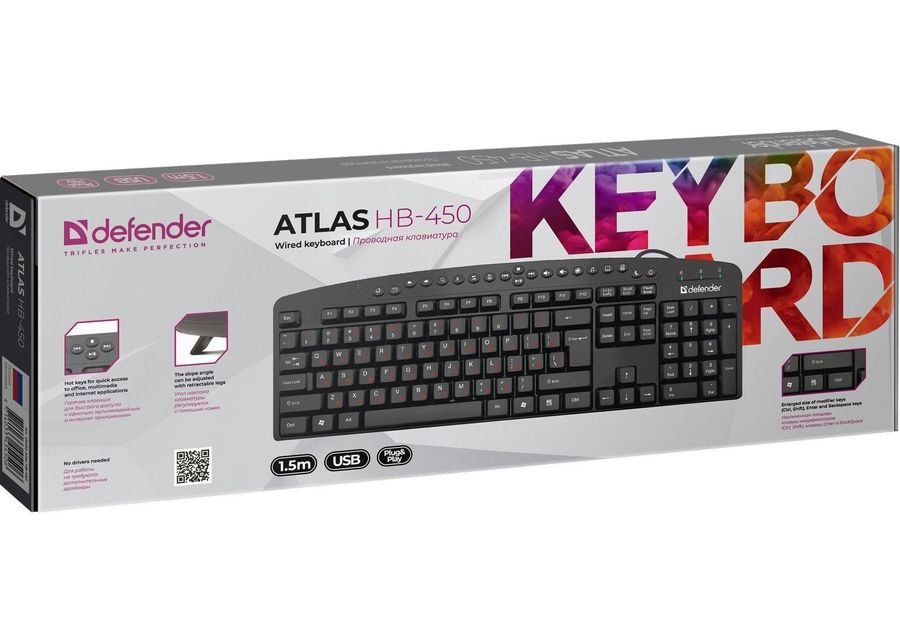 Клавиатура Defender Atlas HB-450 USB черный