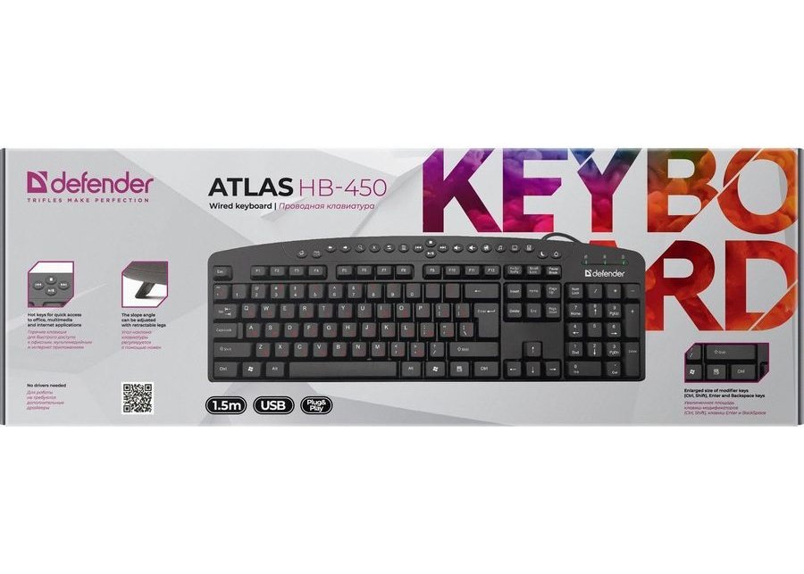 Клавиатура Defender Atlas HB-450 USB черный