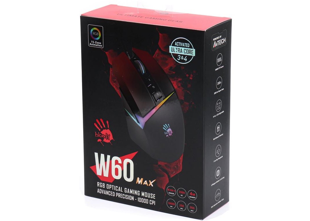 Мышь A4Tech Bloody W60 Max игровая оптическая USB красный