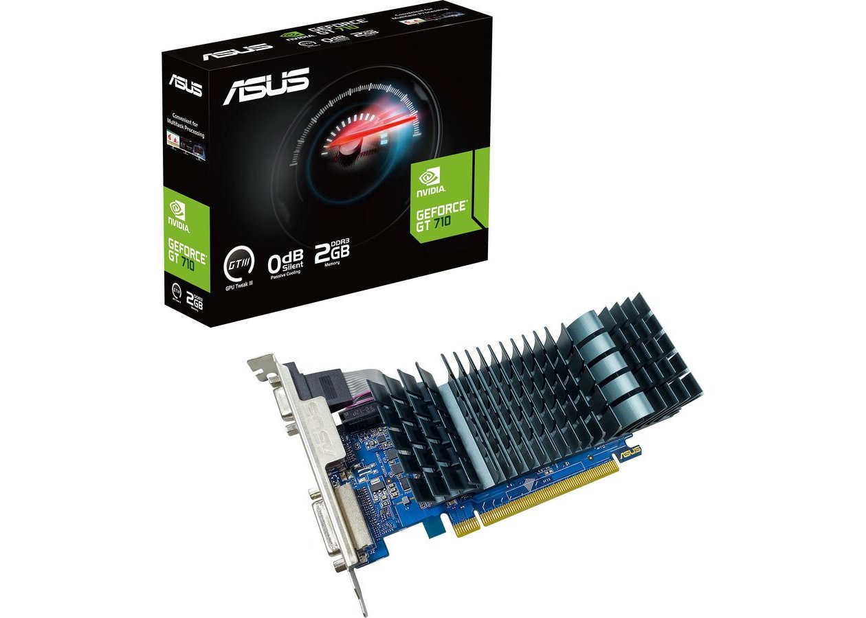 Видеокарта Asus GT710-SL-2GD3-BRK-EVO 2Гб (GeForce GT 710/ 2Гб DDR3/ D-SUB/ DVI/ HDMI) PCI-E