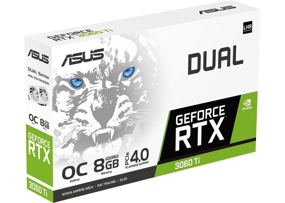 Видеокарта Asus DUAL-RTX3060TI-O8GD6X-WHITE 8Гб (GeForce RTX 3060Ti/ 8Гб GDDR6X/ HDMI/ 3xDisplayPort) PCI-E