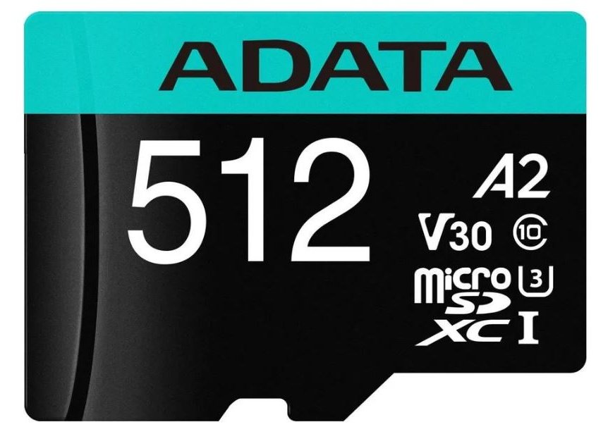 Карта памяти McroSDXC ADATA Premier Pro 512 Гб (AUSDX512GUI3V30SA2-RA1) UHS-I U3 Class 10 переходник SD