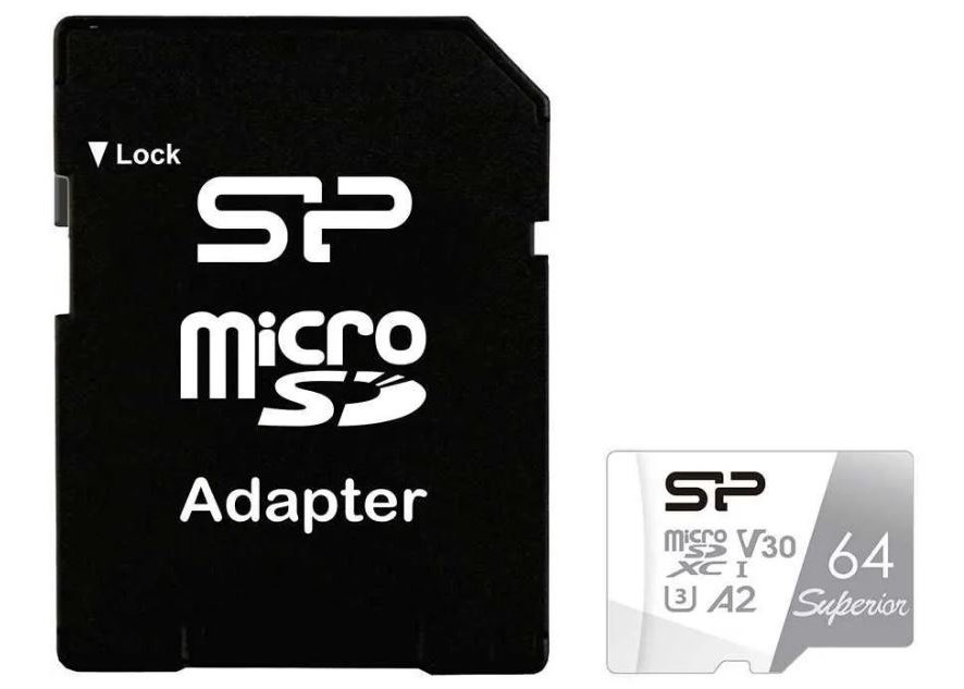 Карта памяти McroSDXC Silicon Power Superior 64 Гб (SP064ГбSTXDA2V20SP) UHS-I U3 Class 10 переходник SD